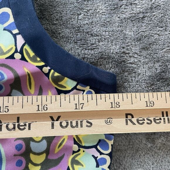 Talbots Shift Dress Womens 6 Blue Paisley Sleeveless Split Neck Cotton NWT - Picture 8 of 11